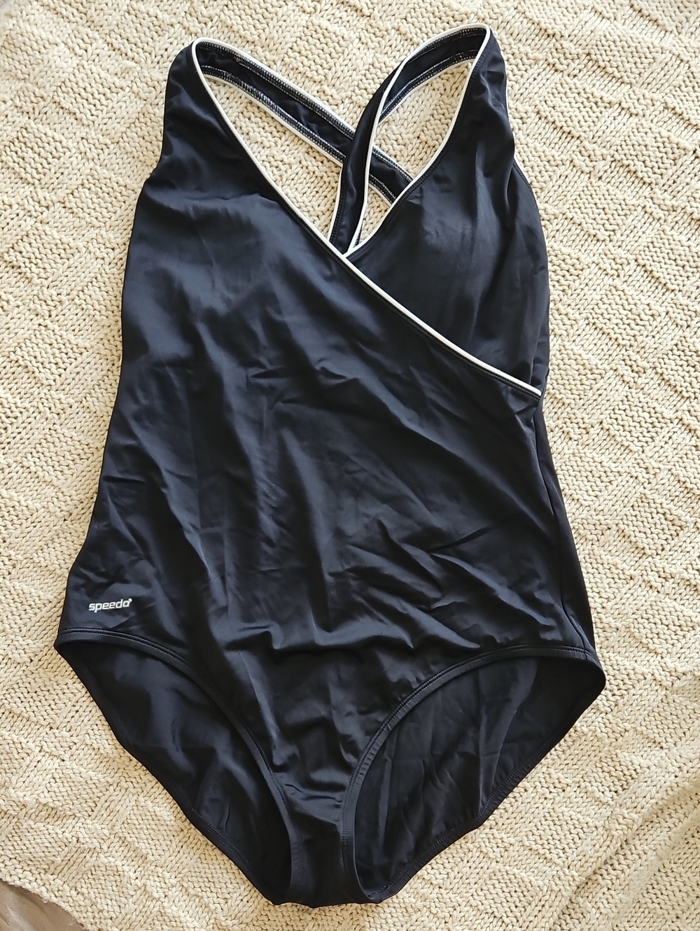 Speedo Black One-Piece Swimsuit with White Trim